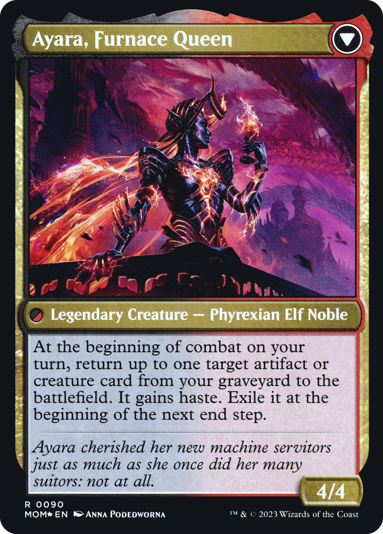 Ayara, Widow of the Realm // Ayara, Furnace Queen (PRE-90S) - March of the Machine Promos Foil