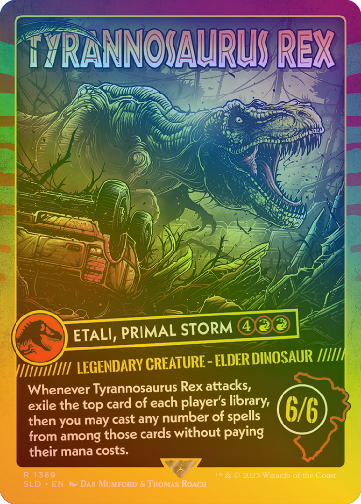 Etali, Primal Storm (SLD-1389) - Secret Lair Drop / Tyrannosaurus Rex (Borderless) Foil