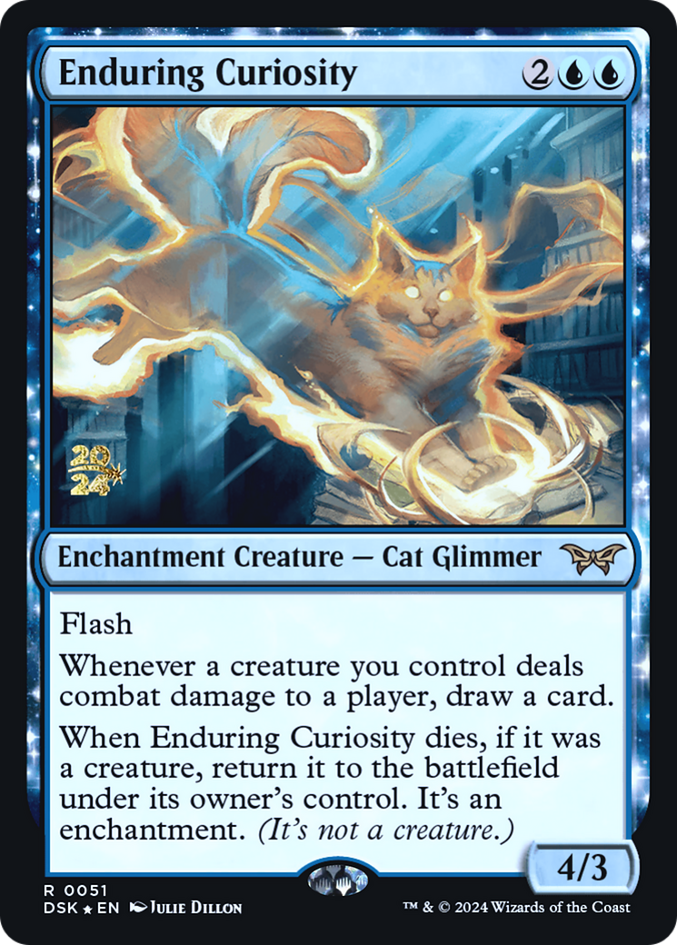 Enduring Curiosity (PRE-051) - Duskmourn: House of Horror Promos: (enchantment) Foil