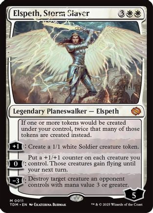 Elspeth, Storm Slayer (PPTDM-011) - Promo Pack: Tarkir: Dragonstorm Foil