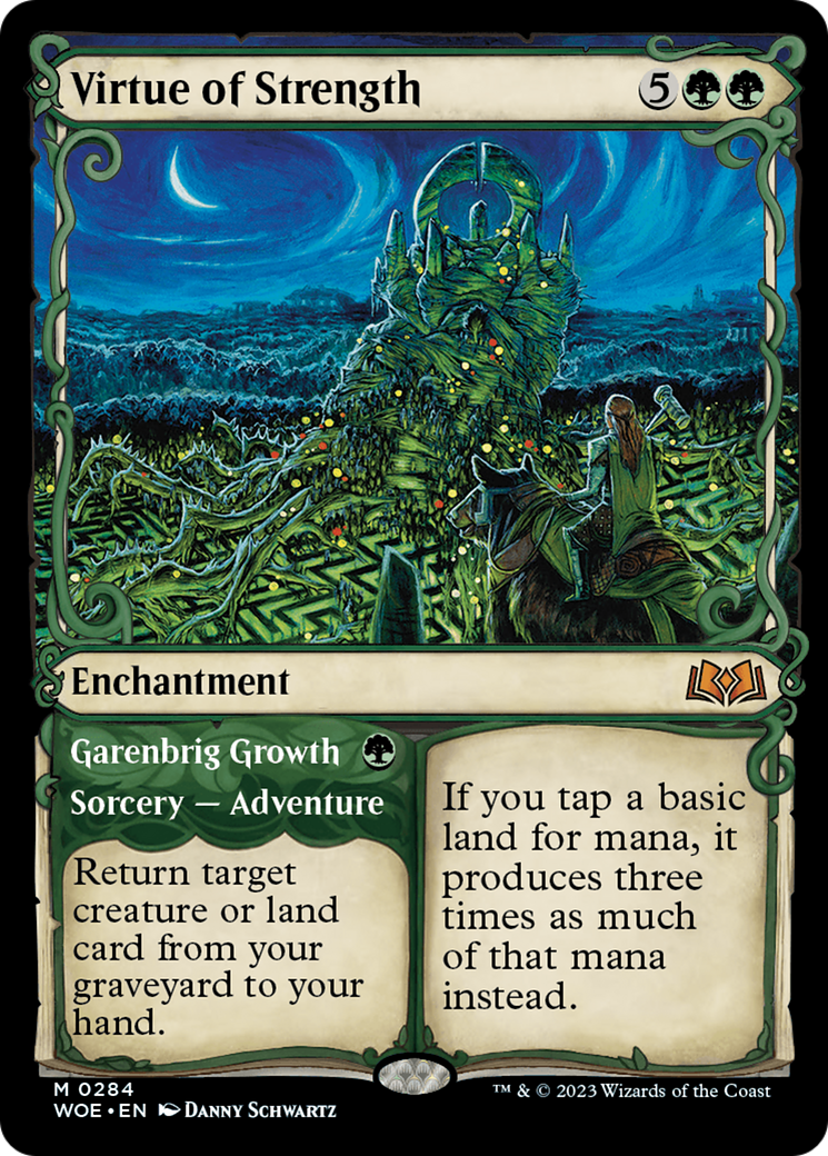 Virtue of Strength // Garenbrig Growth (WOE-284) - Wilds of Eldraine: (Showcase) Foil