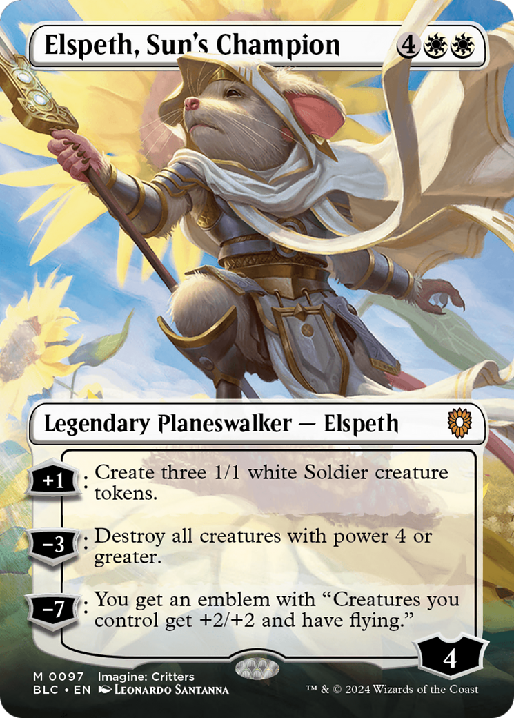 Elspeth, Sun's Champion (BLC-097) - Bloomburrow Commander (Borderless) Foil