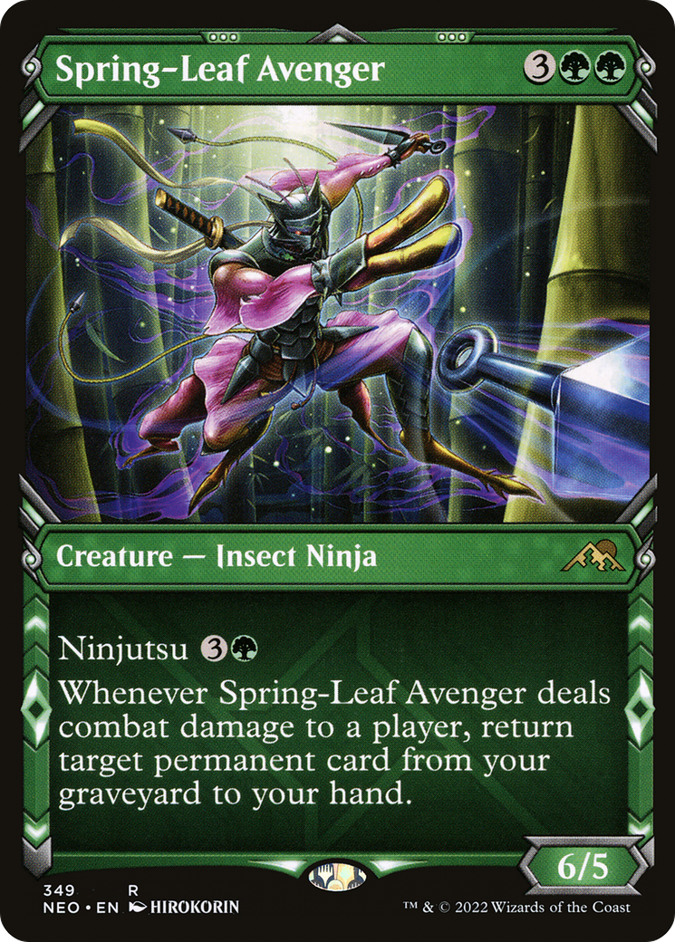 Spring-Leaf Avenger (NEO-349) - Kamigawa: Neon Dynasty: (Showcase) Foil