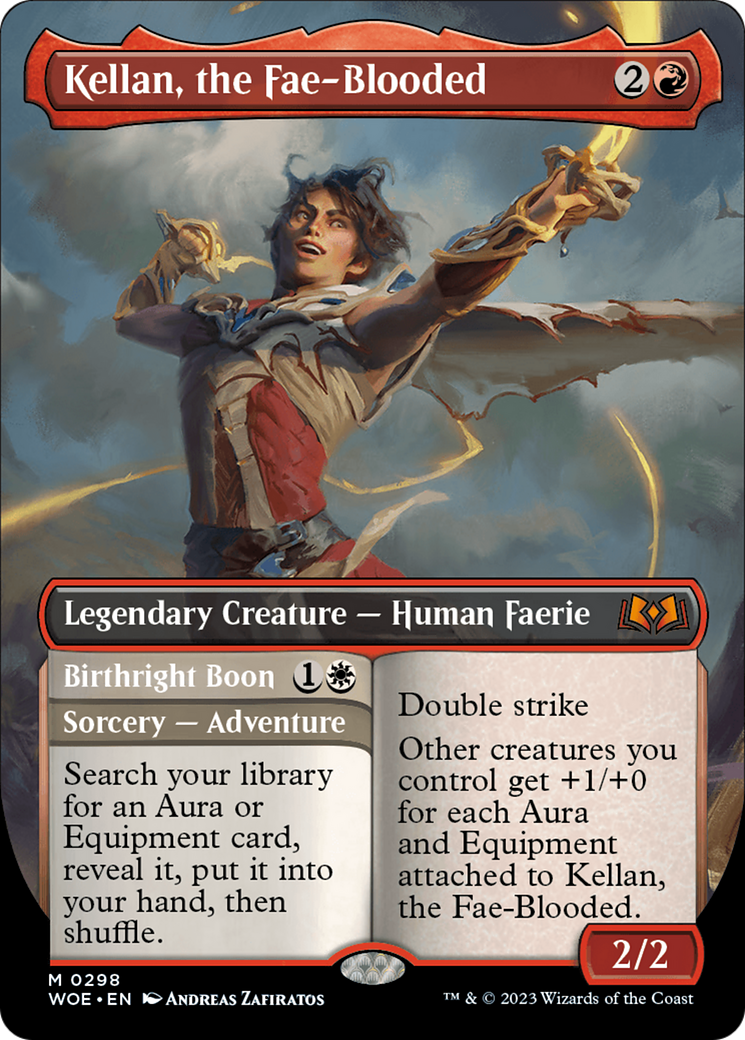 Kellan, the Fae-Blooded // Birthright Boon (WOE-298) - Wilds of Eldraine (Borderless) Foil