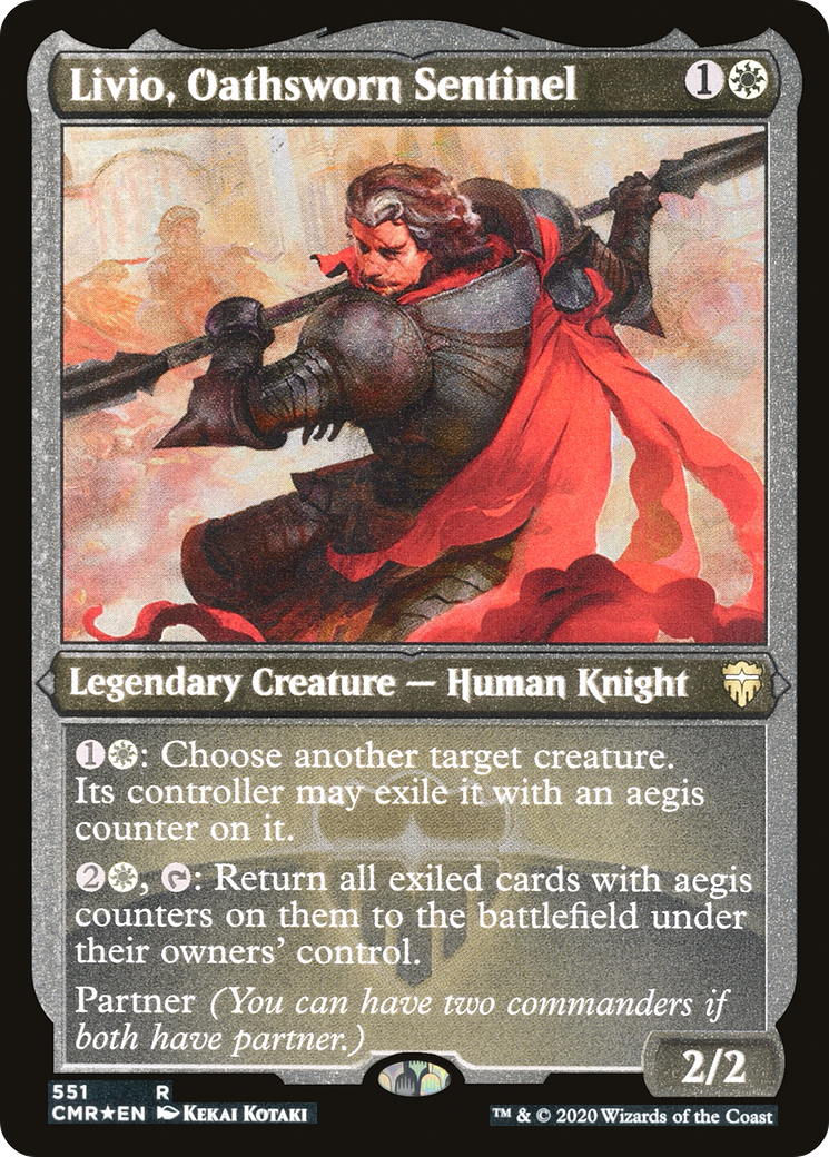 Livio, Oathsworn Sentinel (CMR-551) - Commander Legends Etched Foil