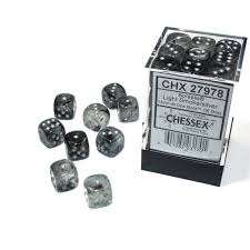 Dice Chessex 36D6 Borealis: Light Smoke/Silver