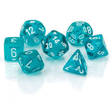 Dice Chessex 7-Dice Set Translucent: Teal / White
