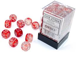 Dice Chessex 36D6 Nebula: Red/Silver
