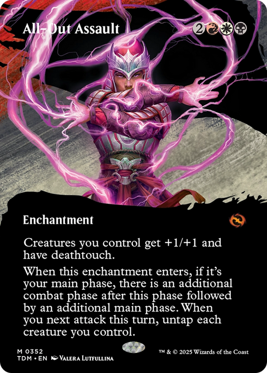 All-Out Assault (TDM-352) - Tarkir: Dragonstorm: (Showcase, enchantment) (Borderless) Foil