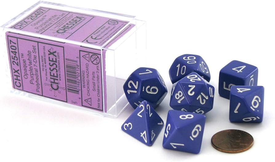 Dice Chessex 7-Dice Set Opaque: Purple / White