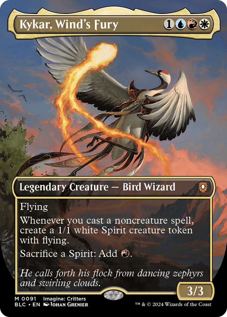 Kykar, Wind's Fury (BLC-091) - Bloomburrow Commander (Borderless) Foil