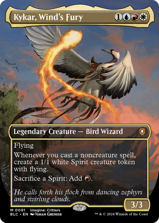 Kykar, Wind's Fury (BLC-091) - Bloomburrow Commander (Borderless)