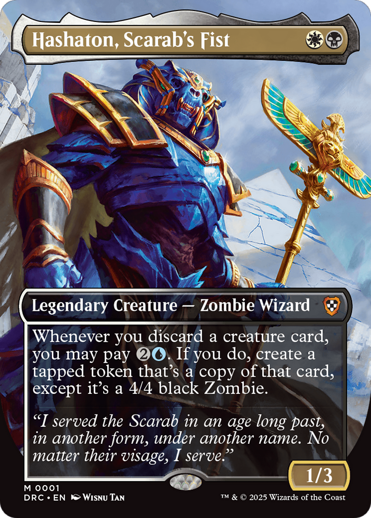 Hashaton, Scarab's Fist (DRC-001) - Commander: Aetherdrift (Borderless) Foil