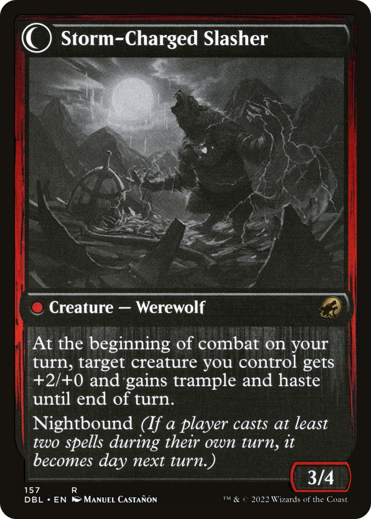 Reckless Stormseeker // Storm-Charged Slasher (DBL-157) - Innistrad: Double Feature: (Double Faced Transform) Foil