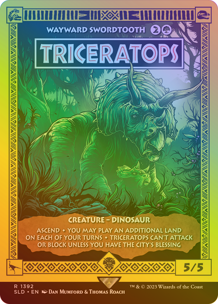 Wayward Swordtooth (SLD-1392) - Secret Lair Drop / Triceratops (Borderless) Foil