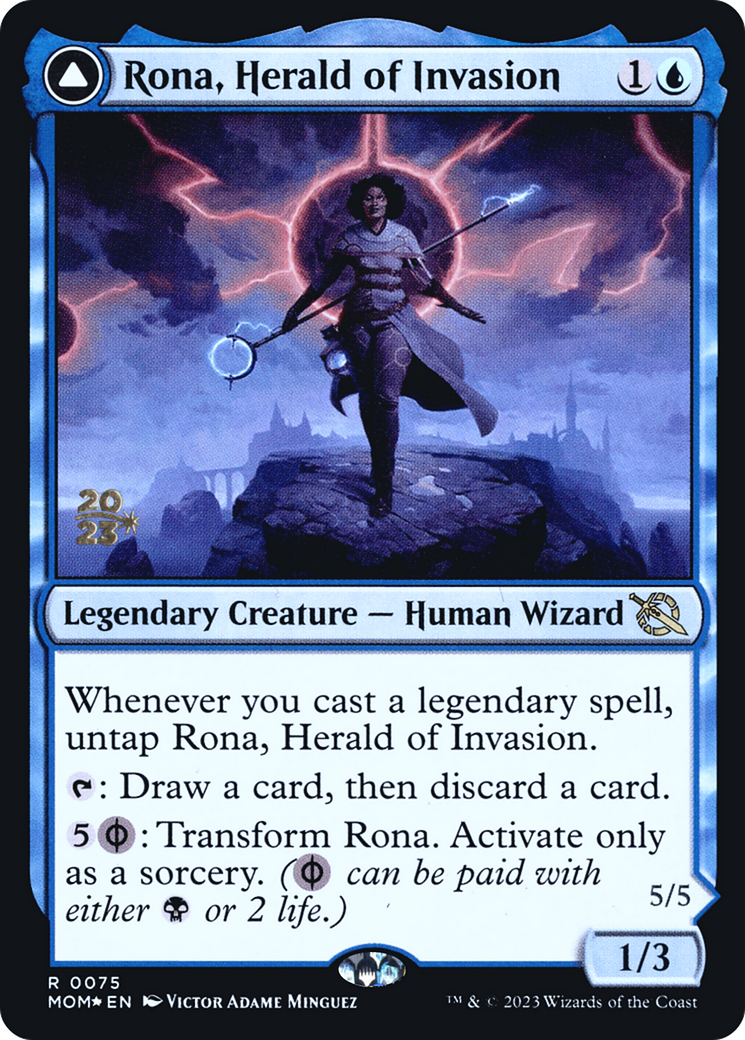 Rona, Herald of Invasion // Rona, Tolarian Obliterator (PRE-075) - March of the Machine Promos Foil