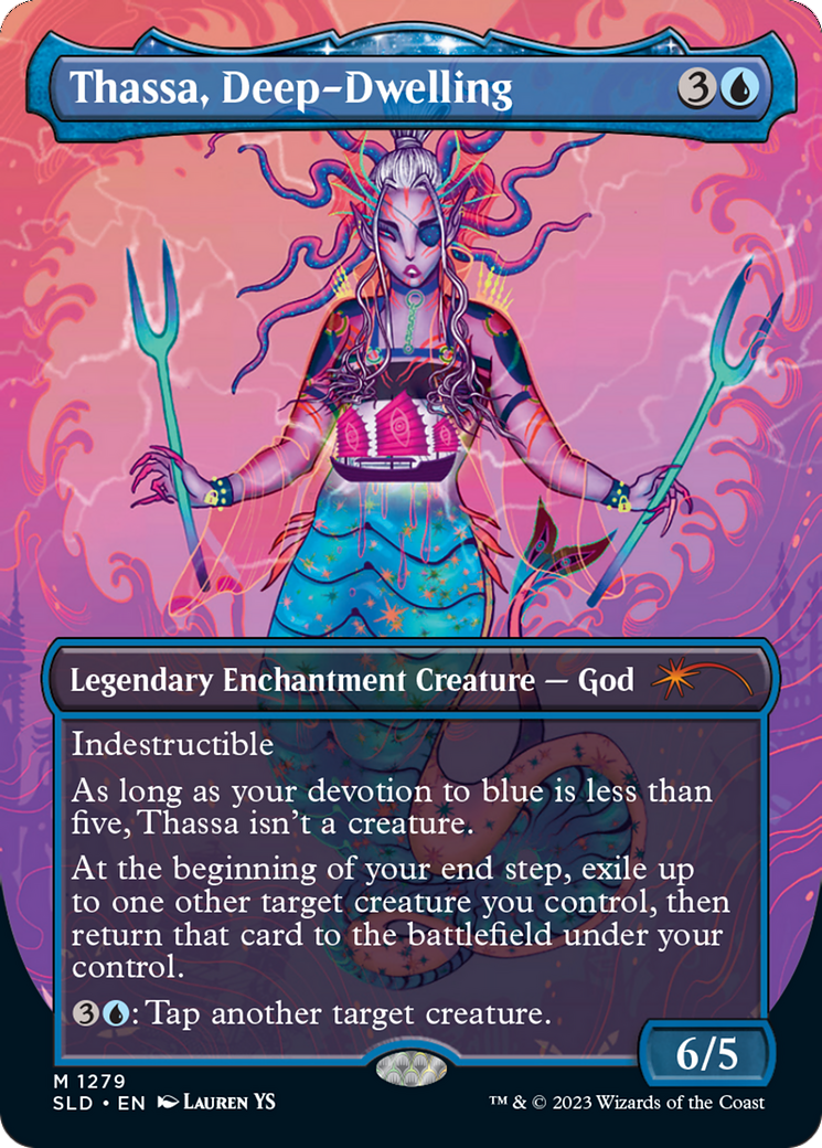 Thassa, Deep-Dwelling (SLD-1279) - Secret Lair Drop: (enchantment) (Borderless)