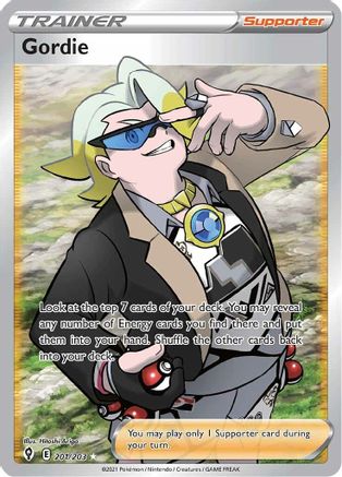 Gordie (Full Art) 201/203  - Holofoil SWSH07 Evolving Skies - Ultra Rare