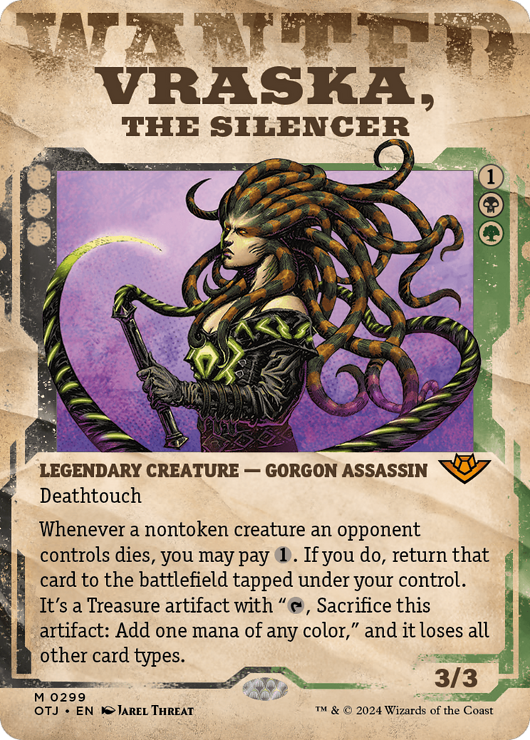 Vraska, the Silencer (OTJ-299) - Outlaws of Thunder Junction: (Showcase) (Borderless)