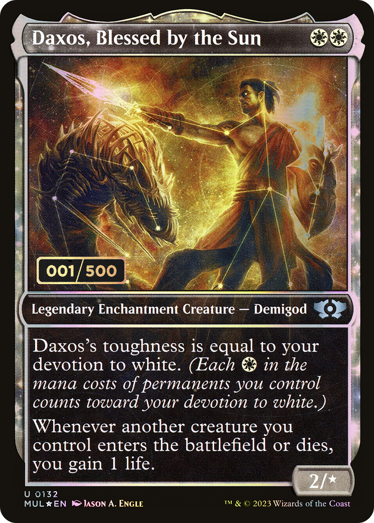 Daxos, Blessed by the Sun (MUL-132) - Multiverse Legends: (Showcase, enchantment) Foil