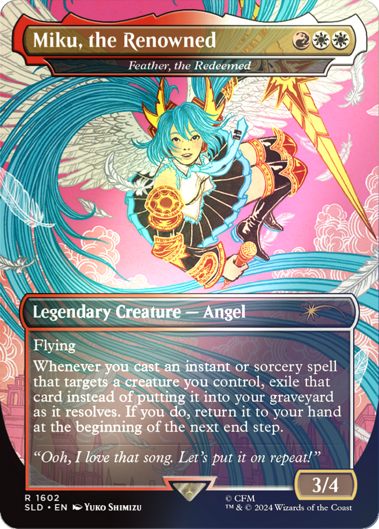 Feather, the Redeemed (SLD-1602) - Secret Lair Drop / Miku, the Renowned (Borderless) Foil
