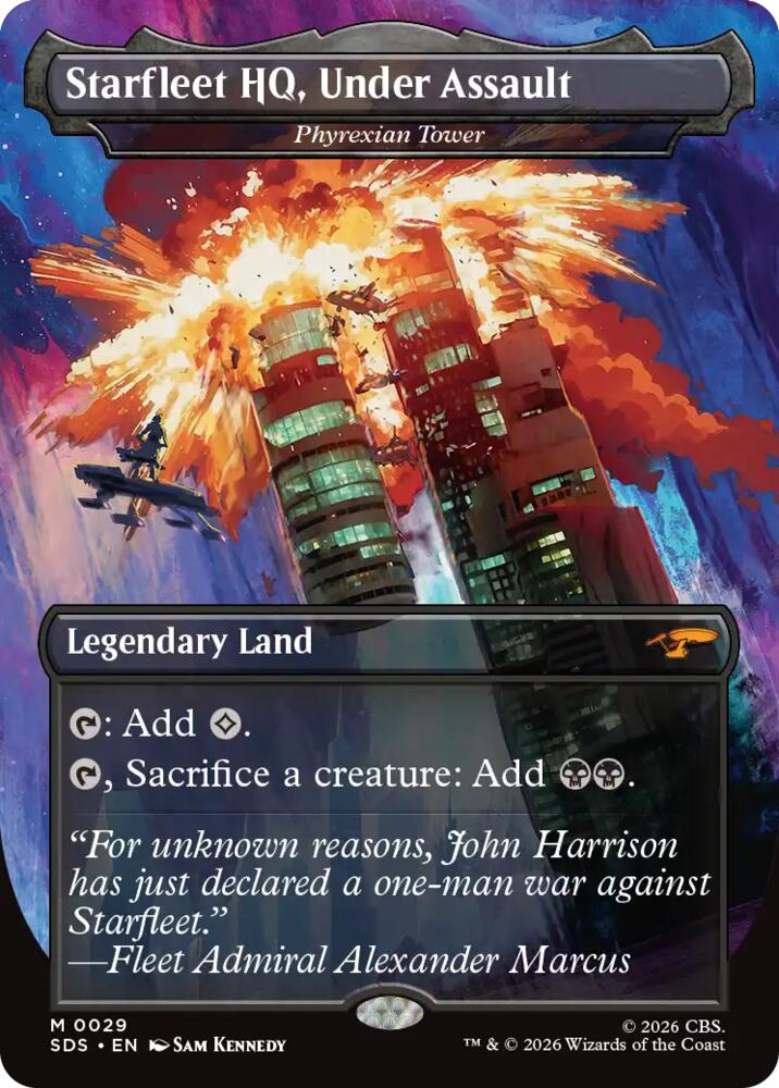 Starfleet HQ, Under Assault - Phyrexian Tower (Borderless) (29) [Star Trek: Stardates]