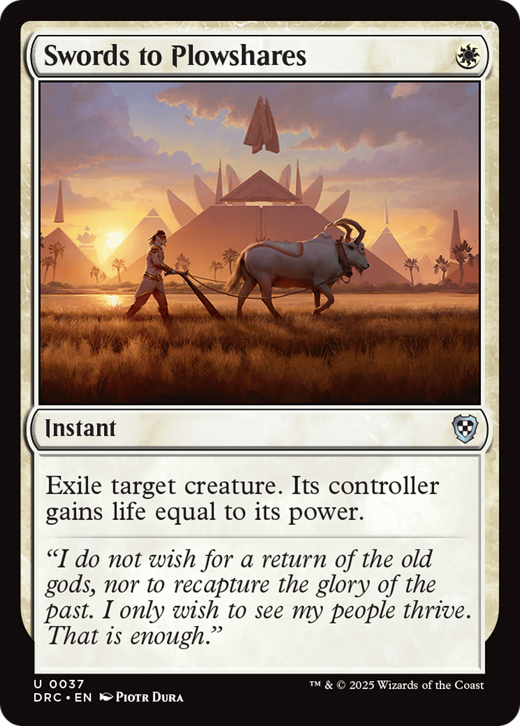 Swords to Plowshares (DRC-037) - Commander: Aetherdrift