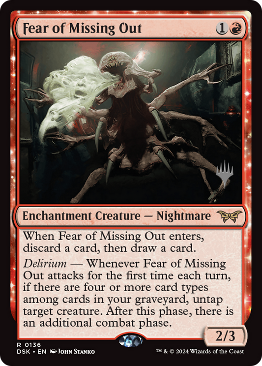 Fear of Missing Out (PPDSK-136) - Duskmourn: House of Horror Promos: (enchantment) Foil