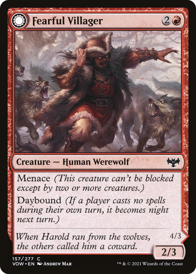 Fearful Villager // Fearsome Werewolf (VOW-157) - Innistrad: Crimson Vow: (Double Faced Transform) Foil