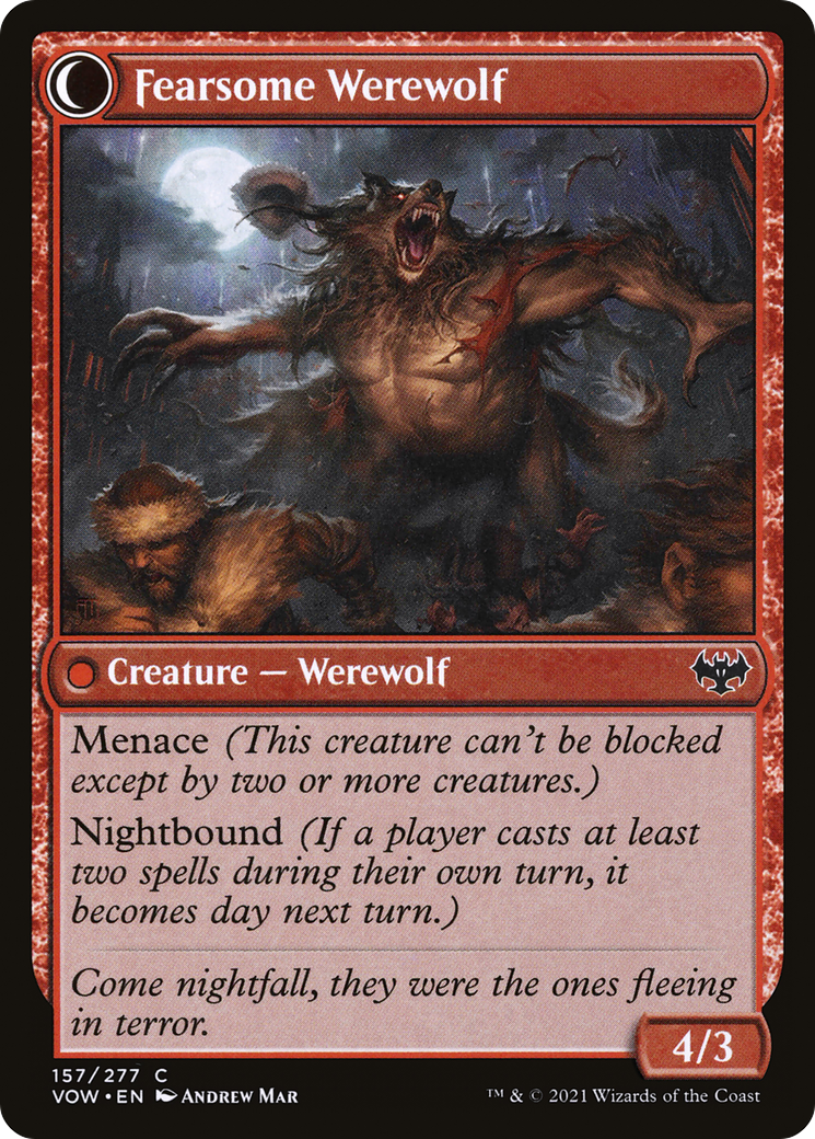 Fearful Villager // Fearsome Werewolf (VOW-157) - Innistrad: Crimson Vow: (Double Faced Transform) Foil