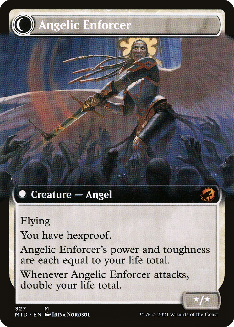 Enduring Angel // Angelic Enforcer (MID-327) - Innistrad: Midnight Hunt: (Extended Art, Double Faced Transform) Foil