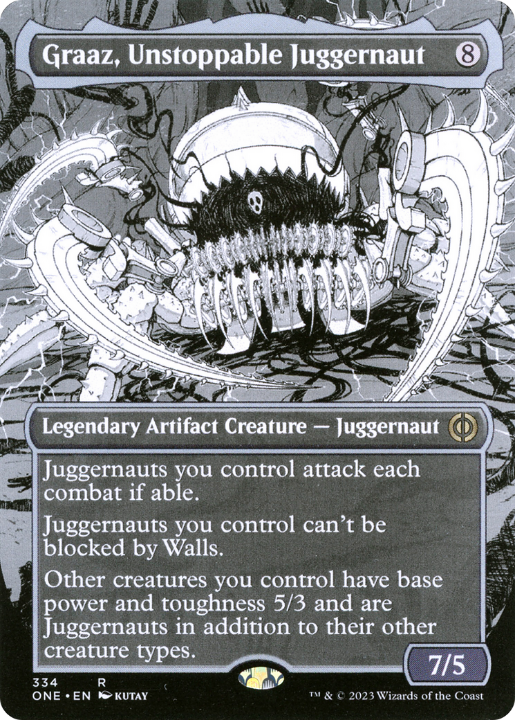 Graaz, Unstoppable Juggernaut (ONE-334) - Phyrexia: All Will Be One: (Showcase) (Borderless) Foil