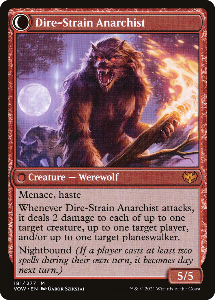 Volatile Arsonist // Dire-Strain Anarchist (VOW-181) - Innistrad: Crimson Vow: (Double Faced Transform) Foil
