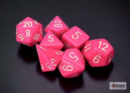 Dice Chessex 7-Dice Set Opaque:  Pink / White