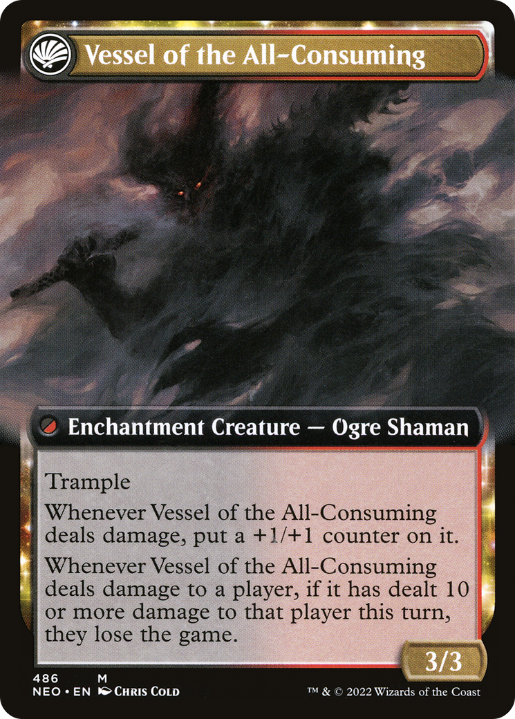 Hidetsugu Consumes All // Vessel of the All-Consuming (NEO-486) - Kamigawa: Neon Dynasty: (Extended Art, fandfc, enchantment)