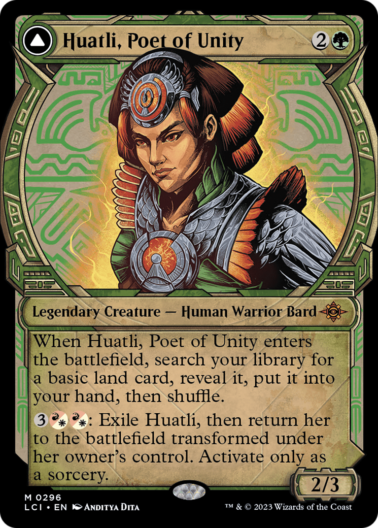 Huatli, Poet of Unity // Roar of the Fifth People (LCI-296) - The Lost Caverns of Ixalan: (Showcase) Foil