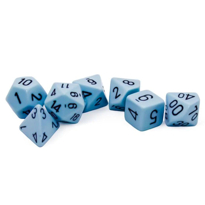 Dice Chessex 7-Dice Set Opaque:  Pastel Blue / Black