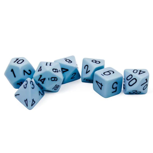 Dice Chessex 7-Dice Set Opaque:  Pastel Blue / Black