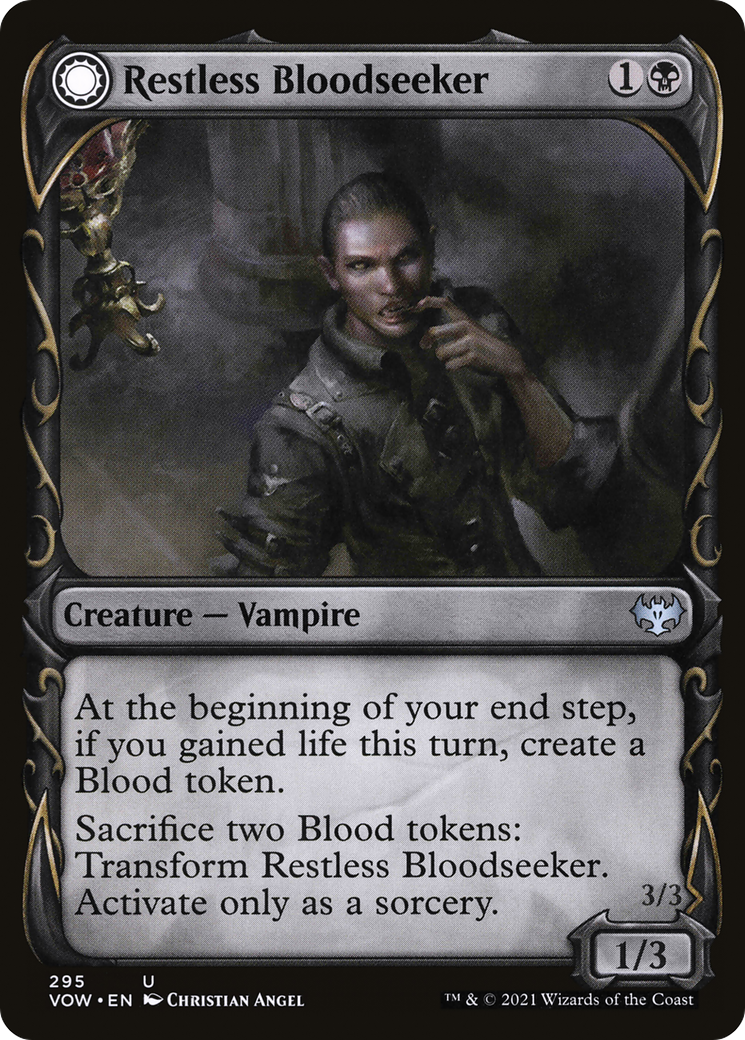 Restless Bloodseeker // Bloodsoaked Reveler (VOW-295) - Innistrad: Crimson Vow: (Showcase, Double Faced Transform) Foil