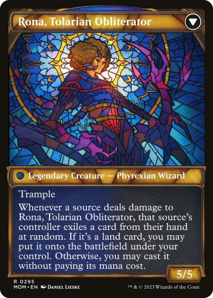 Rona, Herald of Invasion // Rona, Tolarian Obliterator (MOM-295) - March of the Machine: (Showcase) Foil