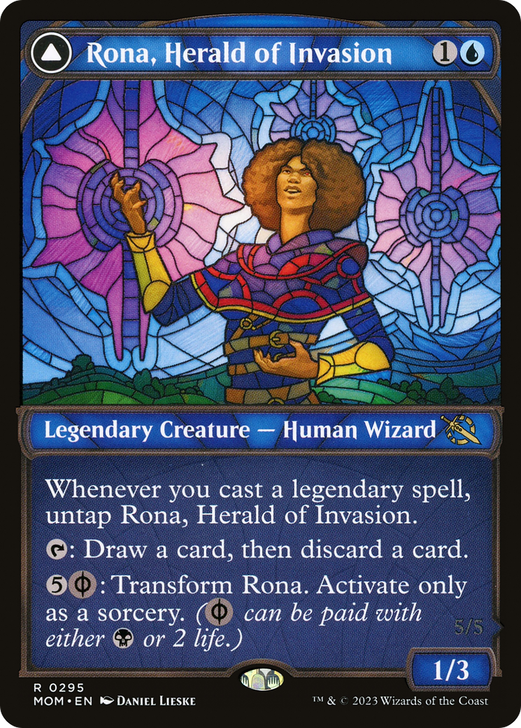 Rona, Herald of Invasion // Rona, Tolarian Obliterator (MOM-295) - March of the Machine: (Showcase)