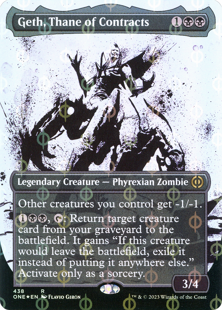 Geth, Thane of Contracts (ONE-438) - Phyrexia: All Will Be One: (Showcase) (Borderless) Foil