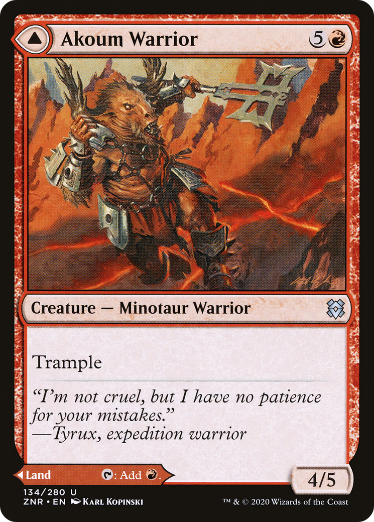 Akoum Warrior // Akoum Teeth (ZNR-134) - Zendikar Rising Foil