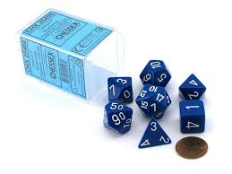 Dice Chessex 7-Dice Set Opaque:  Blue / White