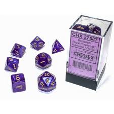 Dice Chessex 7-Dice Set Borealis:  Royal Purple / Gold