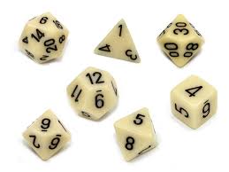 Dice Chessex 7-Dice Set Opaque:  Ivory / Black