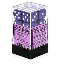 Dice Chessex 12D6 Opaque: Purple / White