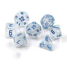 Dice Chessex 7-Dice Set Borealis:  Icicle / Light Blue