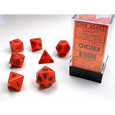 Dice Chessex 7-Dice Set Opaque: Orange / Black