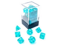 Dice Chessex 7-Dice Set Mini Translucent:  Teal / White
